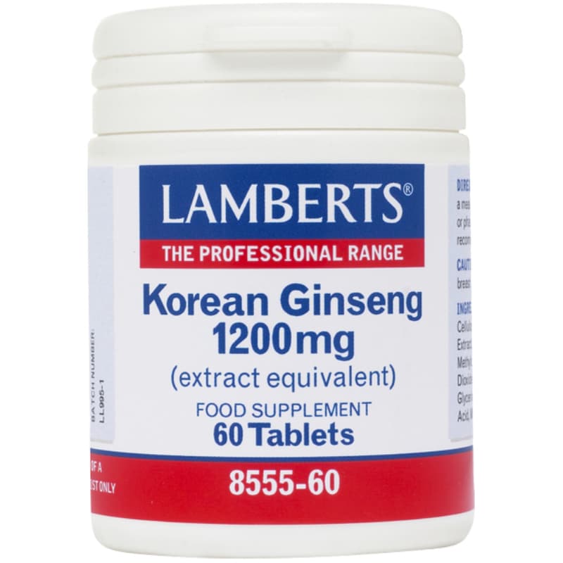 LAMBERTS Ειδικό Συμπλήρωμα Διατροφής Lamberts Korean Ginseng 1200mg - 60 ταμπλέτες