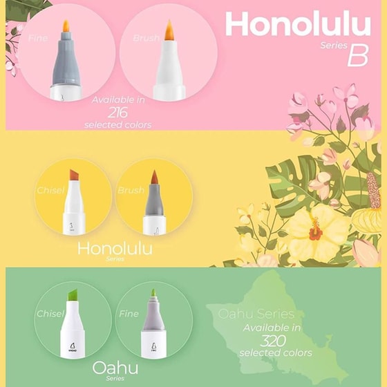 Μαρκαδόροι Σχεδίου Ohuhu&nbsp;Honolulu Διπλή&nbsp;Μύτη&nbsp;Brush & Fine&nbsp;(49 Τεμάχια) image 4