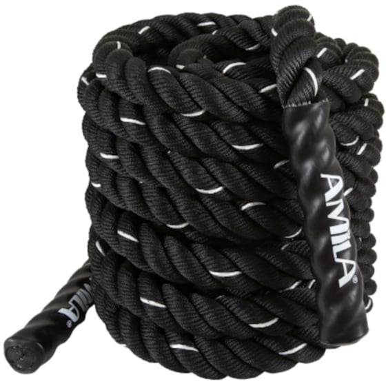 Σχοινί Crossfit Amila Battle Rope NS 15m με Λαβές PE - Μαύρο image 0