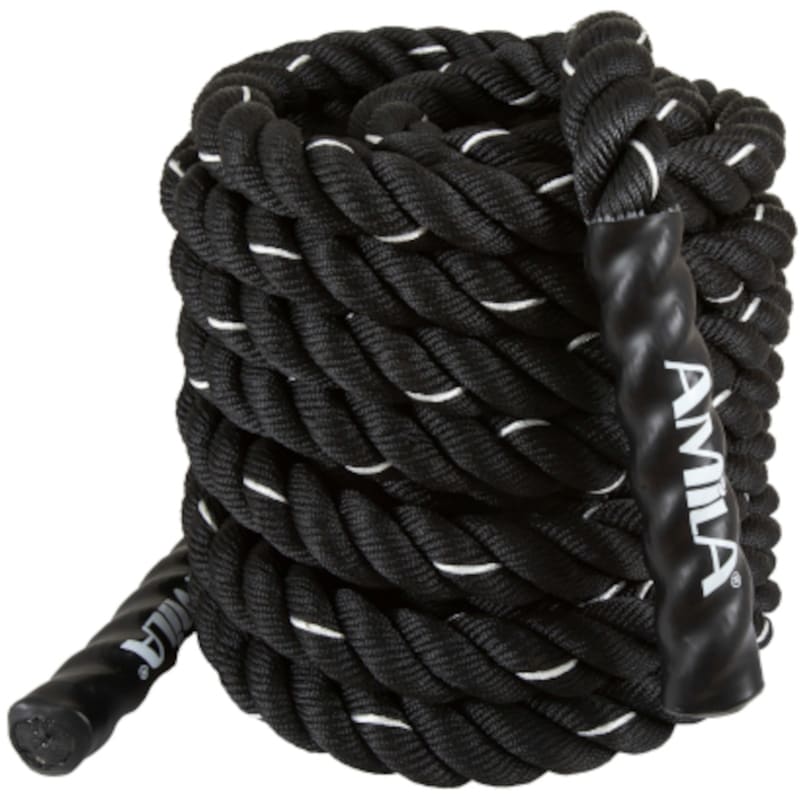 AMILA Σχοινί Crossfit Amila Battle Rope NS 15m με Λαβές PE - Μαύρο