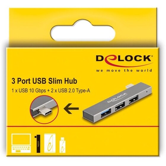 Delock Usb Hub 64274, 3x Θυρών, 10gbps, Usb-c Σύνδεση, Γκρι image 4