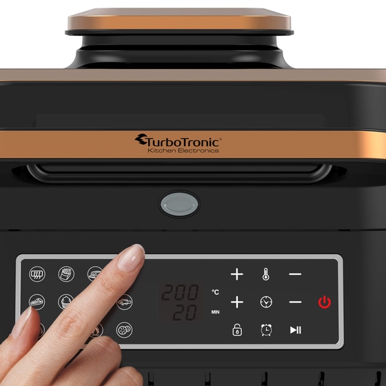 Ψηστιέρα Γκριλιέρα TURBOTRONIC TT-AG700 AIR FRYER GRILL 1800W Μαύρο-Χρυσό image 4