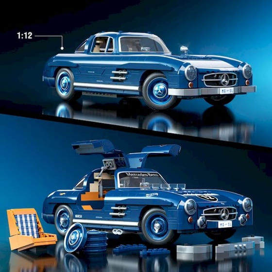 Mattel Hot Wheels Brick Shop Σετ Κατασκευής Premium Series Mercedes-Benz 300 SL 1:12 (1600 Κομμάτια) (HWW25) image 2