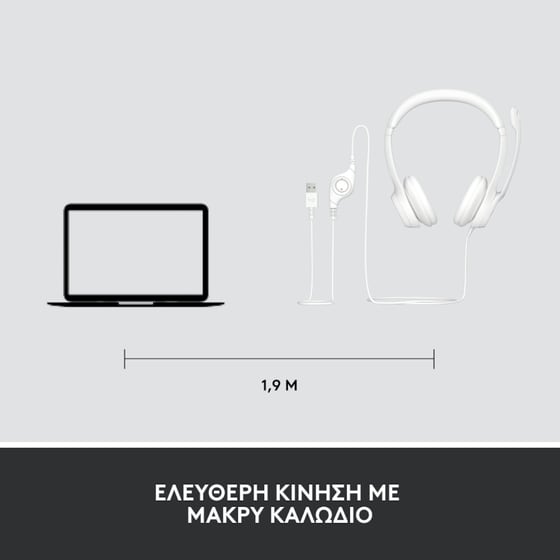 Ακουστικά Headset Logitech H390 με Μικρόφωνο - Λευκό image 9