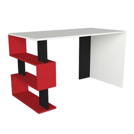Γραφείο Μελέτης Welhome από Μελαμίνη 120x60cm - Μαύρο/Λευκό/Κόκκινο