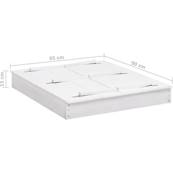 VidaXL Αμμοδόχος με Καθίσματα Τετράγωνη 95x90x15cm Ξύλινη - Λευκό image 7