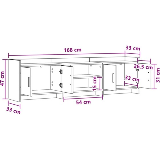 Έπιπλο Τηλεόρασης VidaXL 168 x 33 x 47 cm - Λευκό image 9