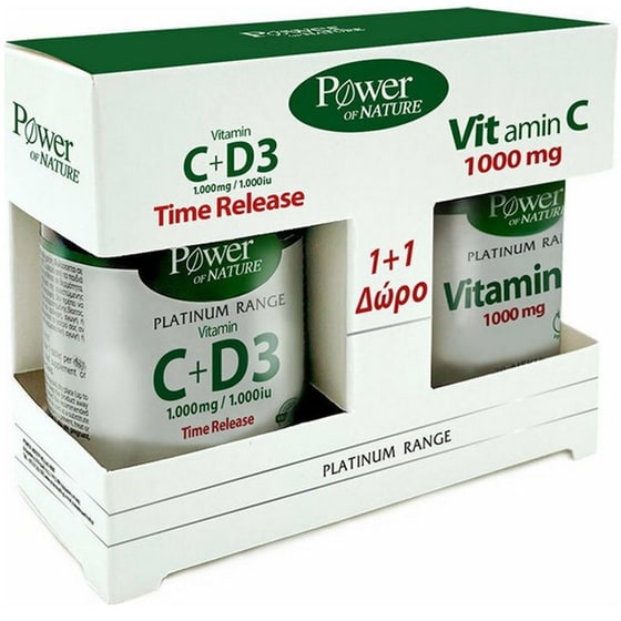 POWER HEALTH Promo Pack Platinum Range Vitamin C+D3 1000mg/1000iu + Vitamin C 1000mg - 50 (30+20) Ταμπλέτες image 0