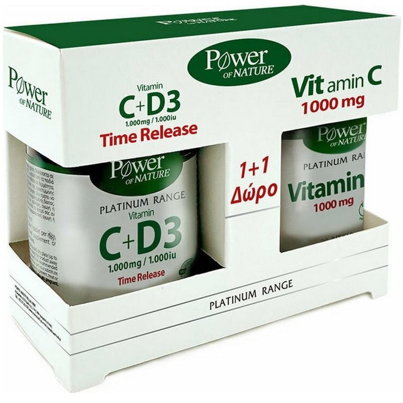 POWER HEALTH Promo Pack Platinum Range Vitamin C+D3 1000mg/1000iu + Vitamin C 1000mg - 50 (30+20) Ταμπλέτες