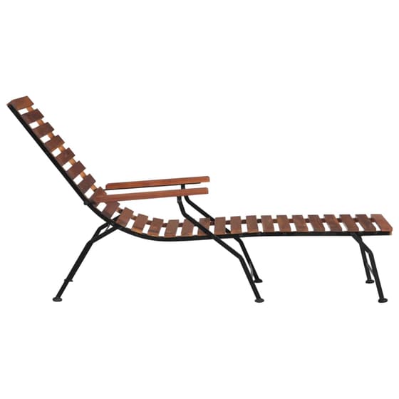 Ξαπλώστρα VidaXL από Μασίφ Ξύλο Ακακίας 58x160x100 cm - Καφέ/Μαύρη image 2