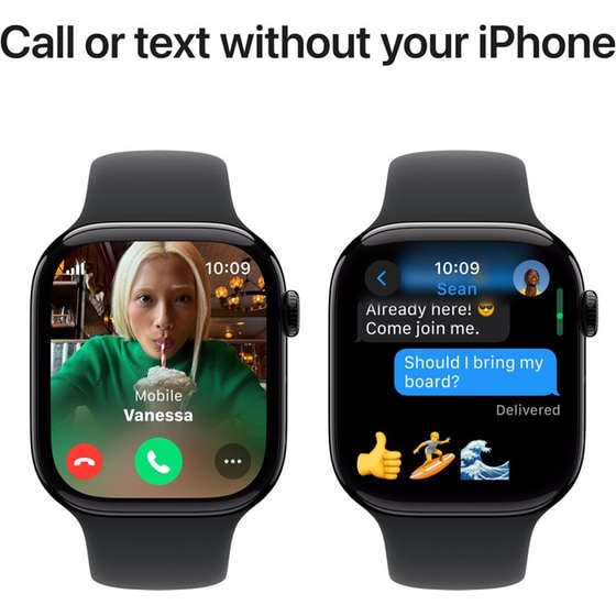 Apple Watch Series 10 GPS + Cellular 42mm Jet Black Aluminum Case with Black Sport Band - S/M image 5