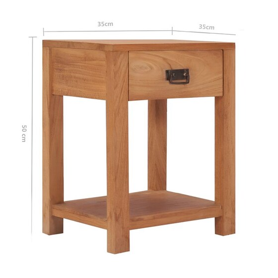 Κομοδίνο Vidaxl Από Μασίφ Ξύλο Teak 35x35x50 cm - Καφέ image 4