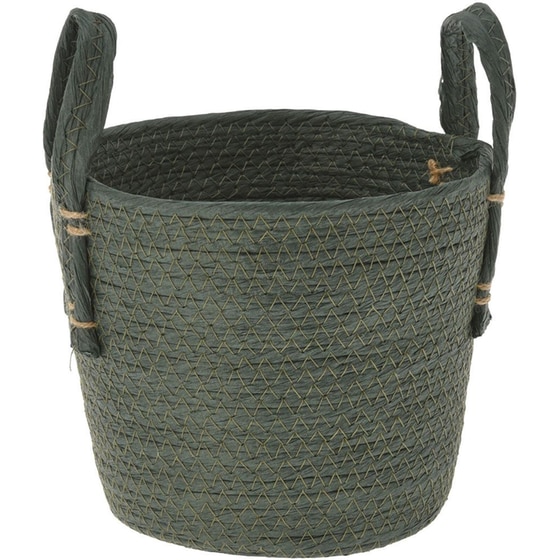 Καλάθι Αποθήκευσης Spitishop K-m Dark Green Kr2002750 20x18cm Ψάθινο - Πράσινο image 0