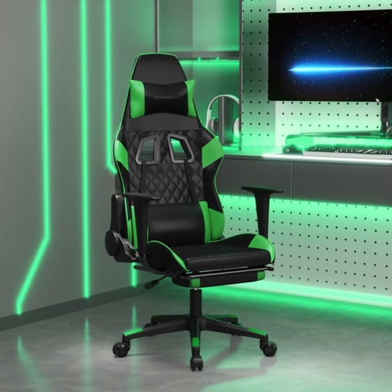 Καρέκλα Gaming VIDAXL 3143767 με Υποπόδιο από Τεχνητό Δέρμα - Μαύρο image 8