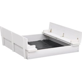 VidaXL Αμμοδόχος με Καθίσματα Τετράγωνη 95x90x15cm Ξύλινη - Λευκό