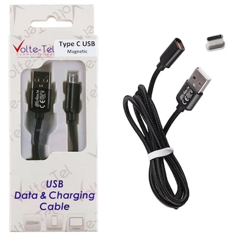Καλώδιο δεδομένων Volte-tel Vcd07 Magnetic Braided Usb-C 2.1A 1m - Black