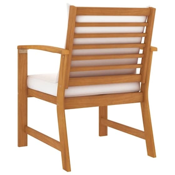 Καρέκλες Κήπου Vidaxl από Μασίφ Ξύλο Ακακίας με Μαξιλάρι 2 Τεμ. 60.5x60.5x81cm - Καφέ image 4