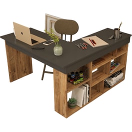 Γραφείο 24Mall Scrivere από Μοριοσανίδα 129x120x72 cm - Καφέ/Ανθρακί