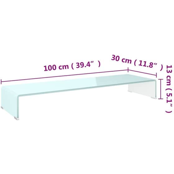 Έπιπλο Τηλεόρασης Vidaxl Γυάλινο 100x30x13 cm - Λευκό image 5