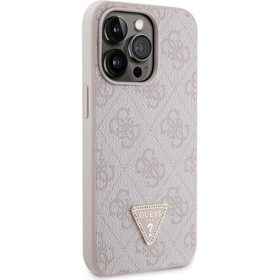 Θήκη Apple iPhone 13 Pro Max - Guess Triangle Metal Logo Strass Collection Crossbody Case - Ροζ image 7