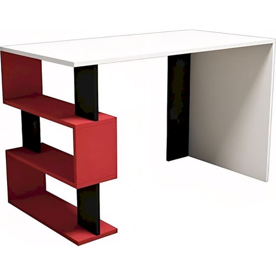 Γραφείο ArteLibre Aigina από Μοριοσανίδα 120x60x75cm - Λευκό/Κόκκινο/Μαύρο image 0