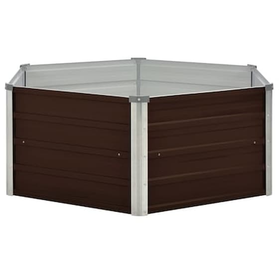 Vidaxl Ζαρντινιέρα Ψηλή Καφέ 129 X 129 X 46 Εκ. Γαλβανισμένος Χάλυβας image 3