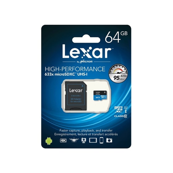 Κάρτα μνήμης microSDHC 64GB Class 10 633x & USB Adapter - Lexar LSDMI64GBBEU633A image 2