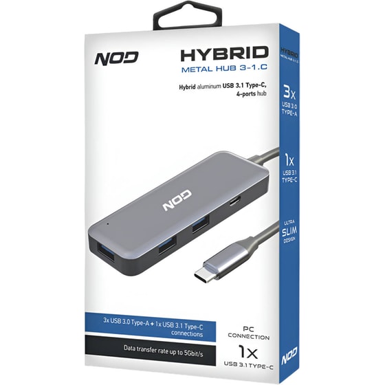 Nod Hybrid 141-0152 USB Hub 4-Port USB 3.1 συμβατό με USB-C image 4