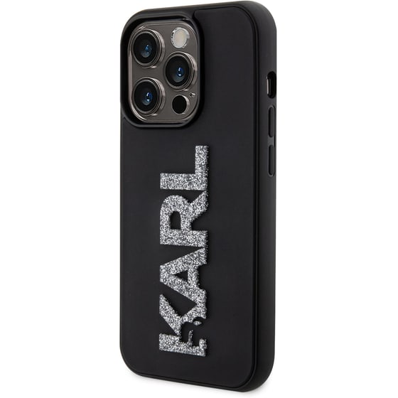Θήκη Apple iPhone 15 Pro Max - Karl Lagerfeld Karl 3D Logo Glitter Cover Hard Case - Glitter/Black image 2