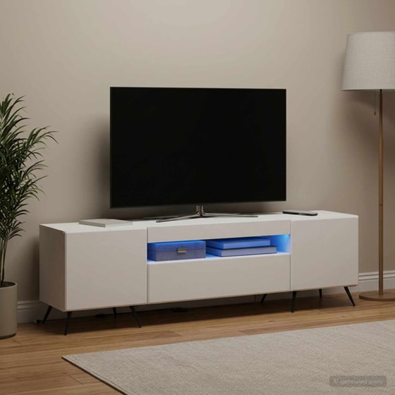 Έπιπλο Τηλεόρασης με LED VidaXL από Επεξεργασμένο Ξύλο - Λευκό image 3