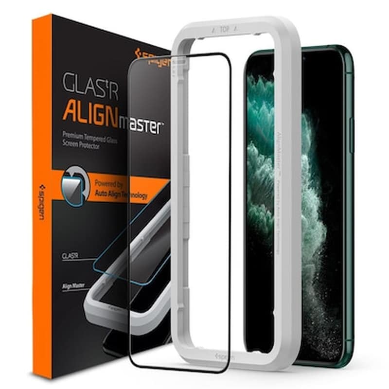Προστατευτικό οθόνης Apple iPhone 11 Pro Max - Spigen Tempered Glass Alm Fc Black SPIGEN