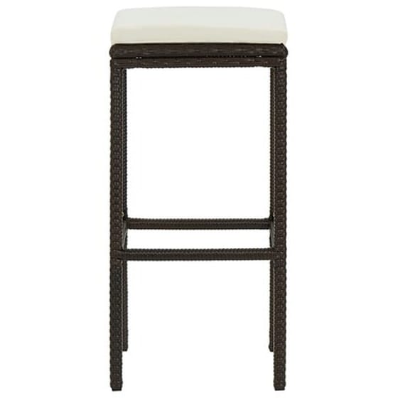 Σκαμπό Κήπου VidaXL με Μαξιλάρια από Συνθετικό Ρατάν 38x38x76 cm 2 Τμχ - Καφέ image 5