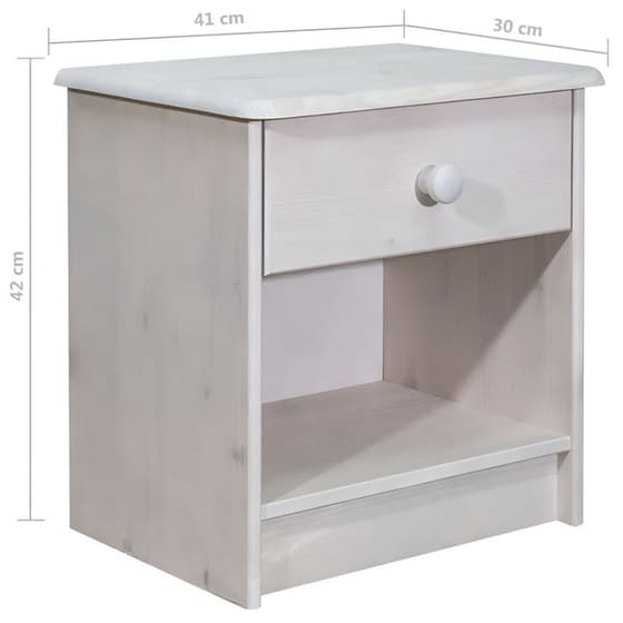 Κομοδίνο Vidaxl Από Μασίφ Ξύλο Πεύκου 41x30x42 cm - Λευκό image 3