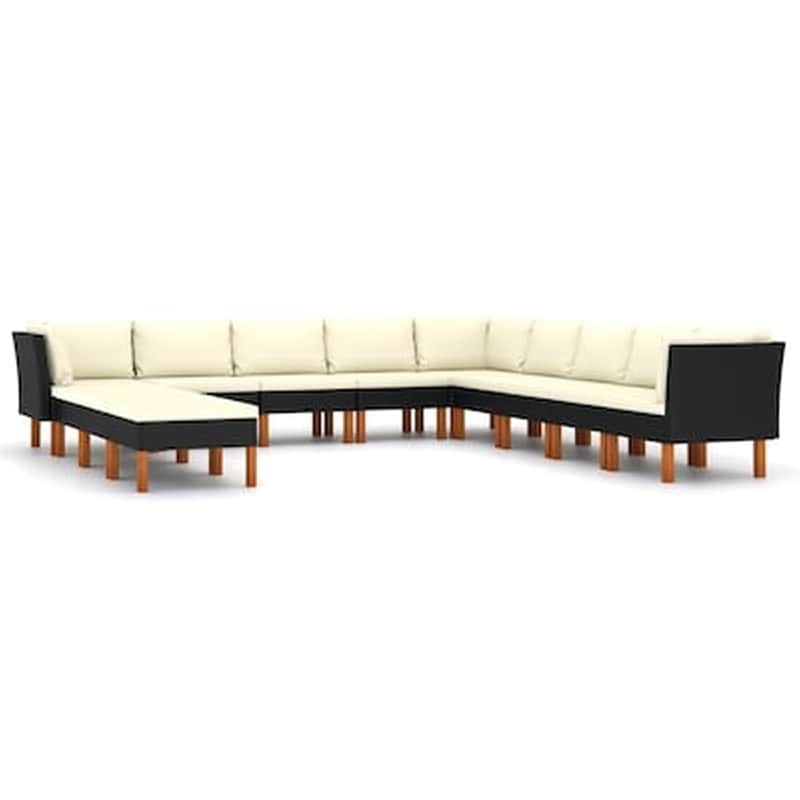 Vidaxl Σαλόνι Κήπου 12 Τεμαχίων Μαύρο Από Συνθετικό Ρατάν Με Μαξιλάρια VIDAXL