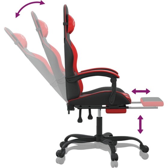 Καρέκλα Gaming VIDAXL 3143903 με Υποπόδιο από Τεχνητό Δέρμα - Μαύρο image 3