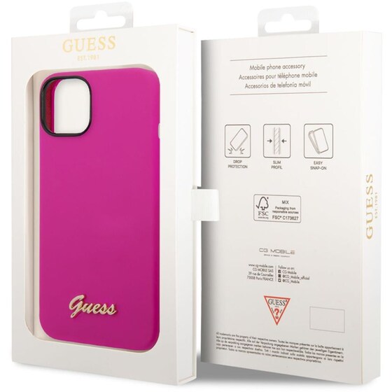 Θήκη Apple iPhone 14 - Guess Vintage Script Gold Logo Collection - Φουξία image 2