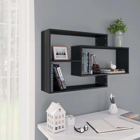 Ραφιέρα Τοίχου VidaXL από Μοριοσανίδα 104x20x58.5 cm - Μαύρο image 1