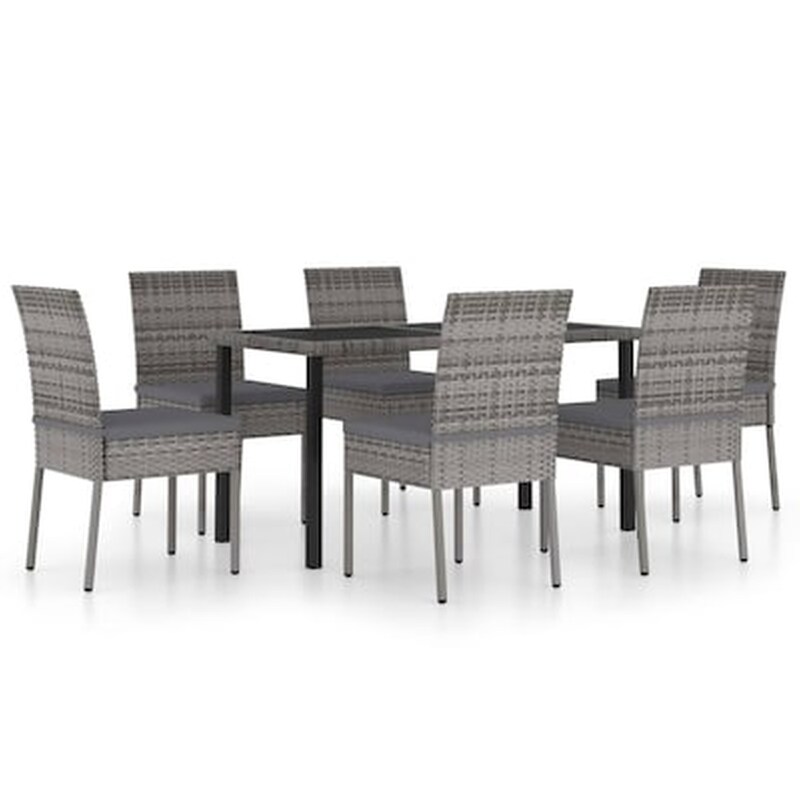 Vidaxl Σετ Τραπεζαρίας Κήπου 7 Τεμ. Γκρι Από Συνθετικό Ρατάν VIDAXL