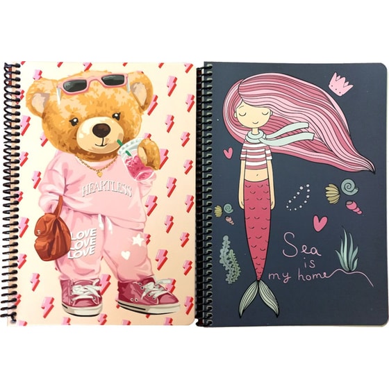 Τετράδιο Σπιράλ Back Me Up B6 2 Θεμάτων 80 Φύλλων Bear-Mermaid (1 Τεμάχιο) - Τυχαία Επιλογή Σχεδίου image 0