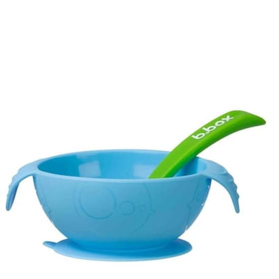 Bbox Μπολ Σιλικόνις Με Βεντούζα Και Κουτάλι -silicone First Feeding Set Blue image 0