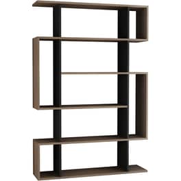 Βιβλιοθήκη Pakoworld Mito από Μοριοσανίδα 108.5x25.5x161 cm - Μπεζ/Ανθρακί