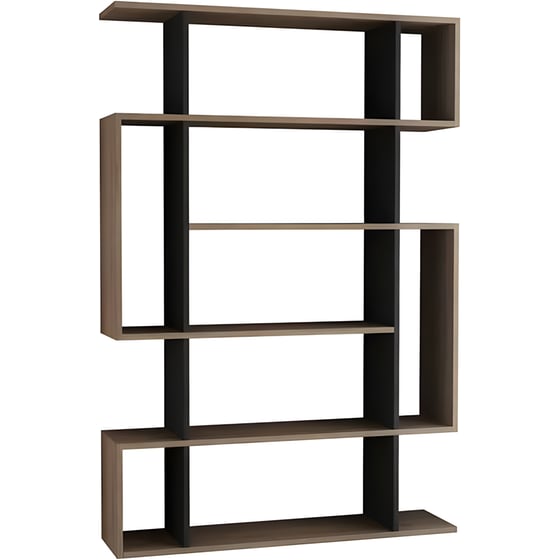 Βιβλιοθήκη Pakoworld Mito από Μοριοσανίδα 108.5x25.5x161 cm - Μπεζ/Ανθρακί image 0