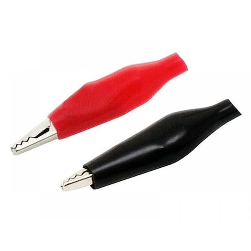 Κροκοδειλάκια 51mm Με Μόνωση Μαύρα/κόκκινα (1τμχ) ΟΕΜ