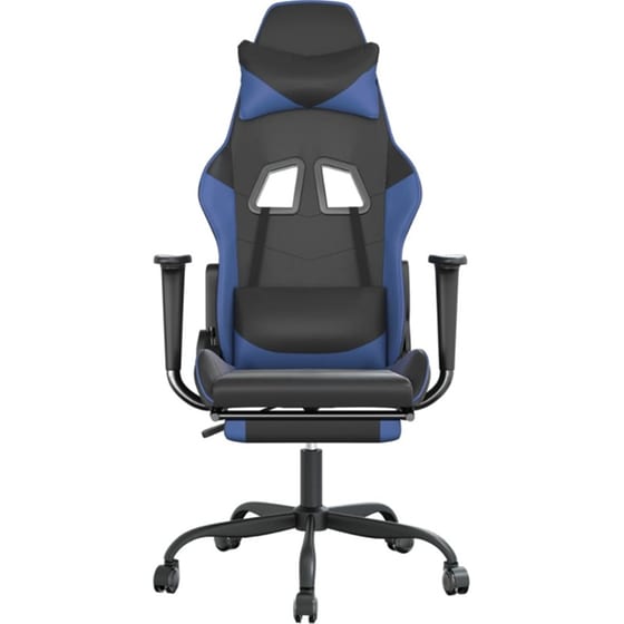 Καρέκλα Gaming VIDAXL 3143653 με Υποπόδιο από Τεχνητό Δέρμα - Μαύρο / Μπλε image 2