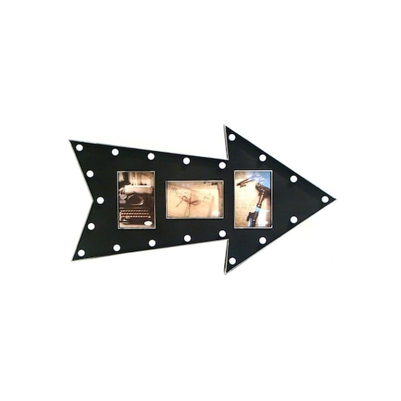 Πλαστική Κορνίζα 67x37x3cm Μοντέρνα Σύνθεση Σε Σχήμα Βέλος Με Led Για 3 Φωτογραφίες Σε Μαύρο Χρώμα, Kh00112