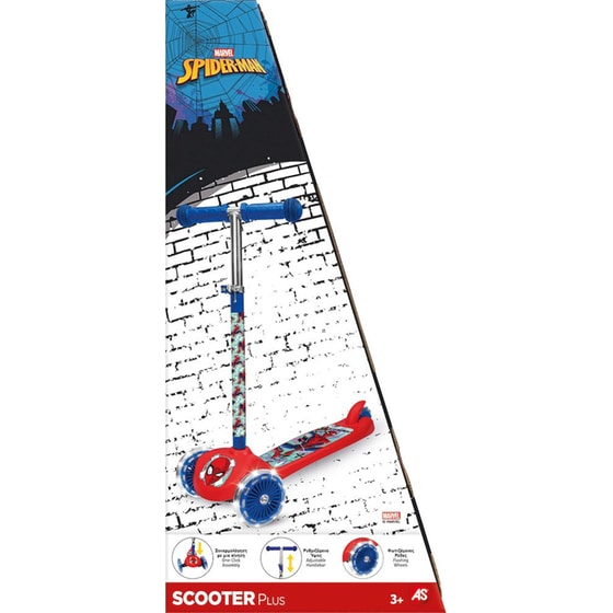 Παιχνιδολαμπάδα Παιδικό Πατίνι Τρίτροχο AS Scooter Plus Spiderman με Φωτιζόμενες Ρόδες image 8