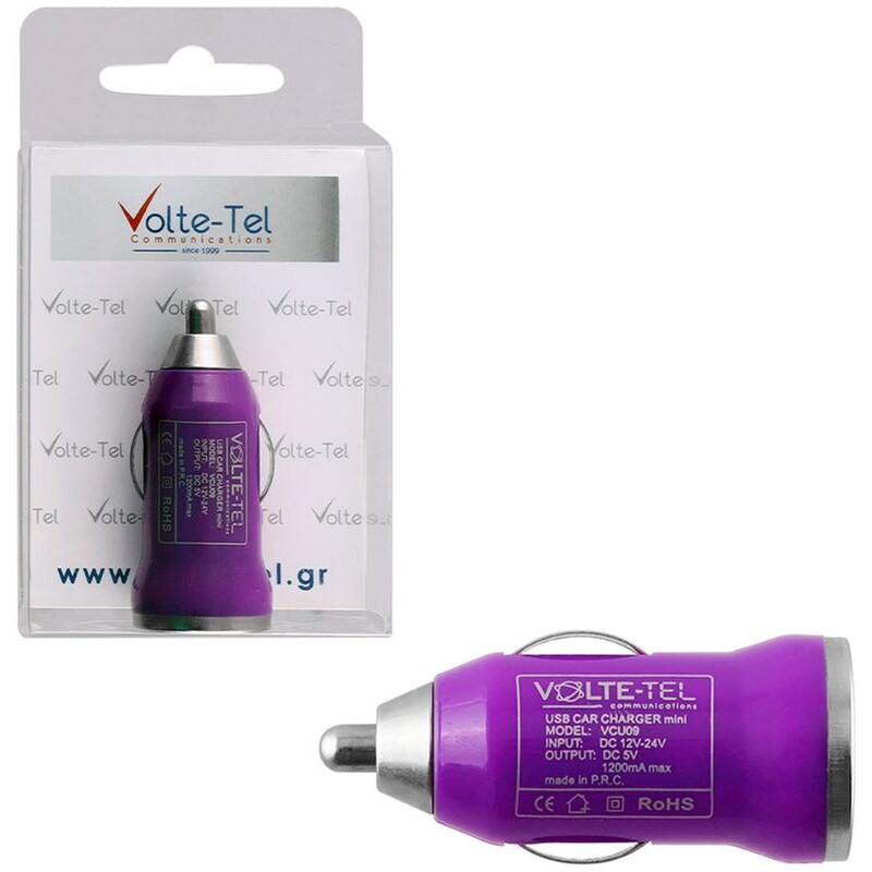 USB MINI VCU09 1200MA PURPLE ΦΟΡ/ΗΣ ΑΥΤΟ