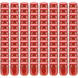 Βάζο Αποθήκευσης Τροφίμων Vidaxl Γυάλινο 230ml 96 Τμχ - Διάφανο/Κόκκινο