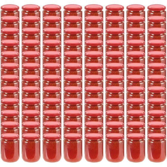 Βάζο Αποθήκευσης Τροφίμων Vidaxl Γυάλινο 230ml 96 Τμχ - Διάφανο/Κόκκινο image 0