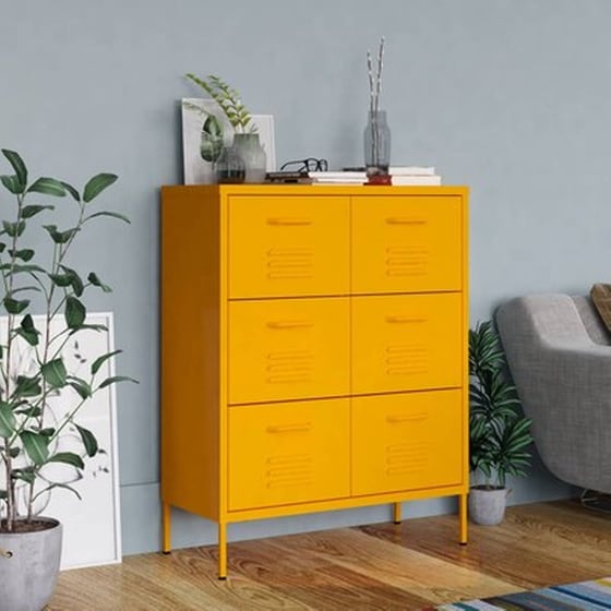 Vidaxl Συρταριέρα Μουσταρδί 80 X 35 X 101,5 Εκ. Από Ατσάλι image 1